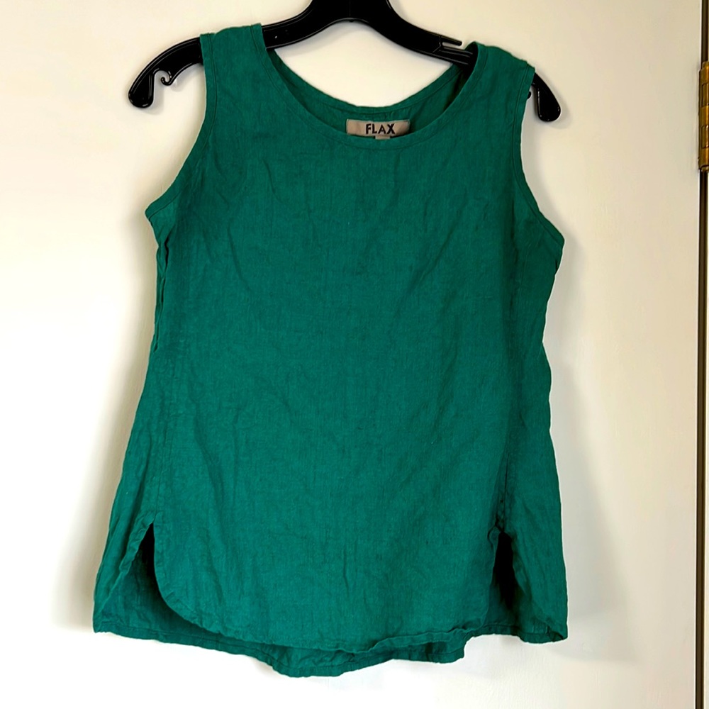 Flax emerald green linen tank top